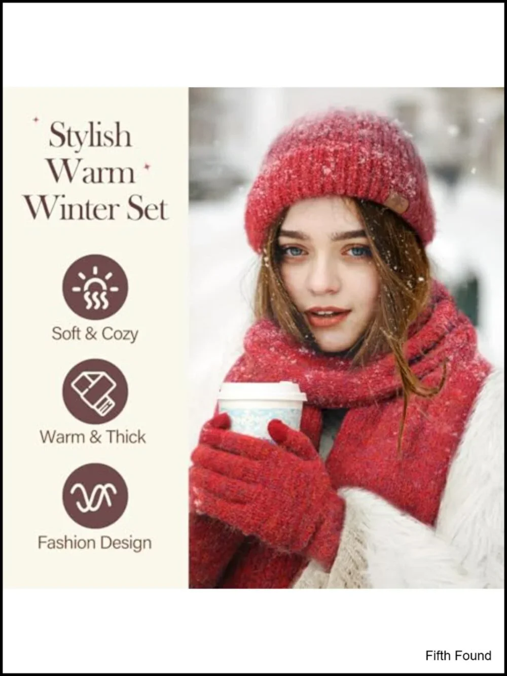 3-in-1 Winter Hat Scarf Gloves Set Nylon Polyester Spandex Touchscreen